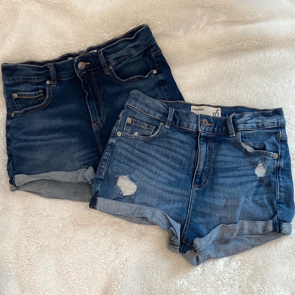 [Bundle of 2] Garage High-waisted Denim Shorts